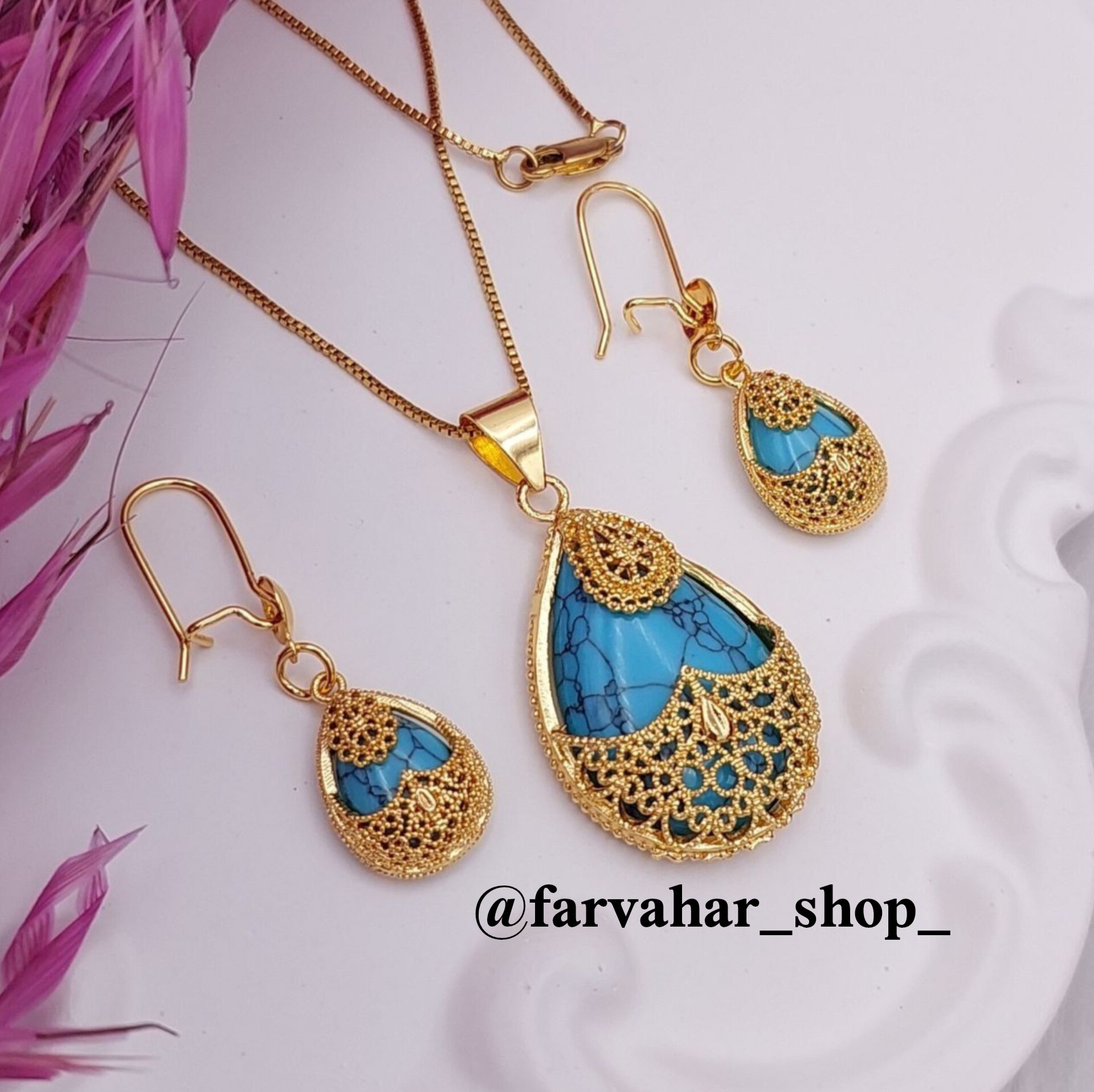 نیم ست سنگ دار طرح طلا
